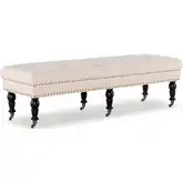 Isabelle 62" Bench in Neutral Fabric & Espresso Wood
