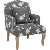 Linon Accent Chair in Gray Wash Wood & Gray Floral Fabric