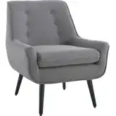Trelis Accent Chair in Tufted Gray Flannel Fabric
