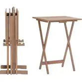 Linon Tray Table Set in Driftwood Gray Finish Acacia Wood