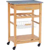 Linon Kitchen Island in Natural Wood & Gray Granite