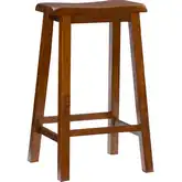 Saddle Bar Stool in Rustic Honey Brown Wood