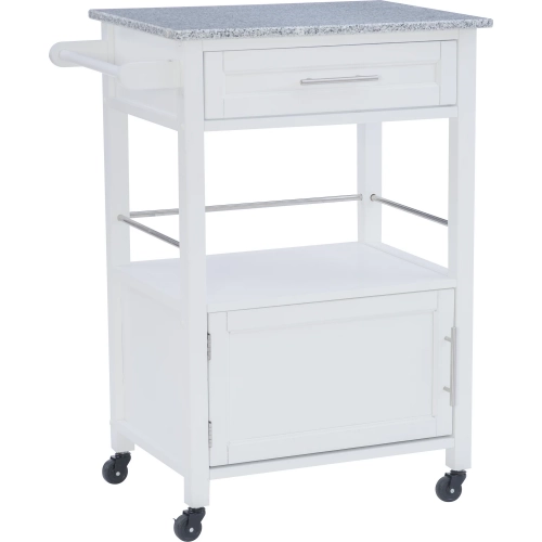 Mitchell Kitchen Cart in White Black & Gray Granite