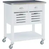 Robbin Kitchen Cart in White Wood & Stainless Steel