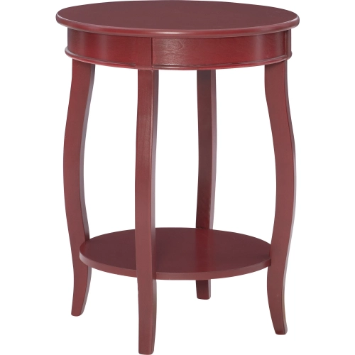 Red Round Side End Table with Shelf