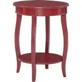 Red Round Side End Table with Shelf