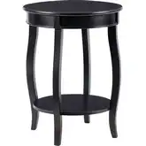 Black Round Side Table with Shelf