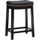 Claridge Counter Stool in Black Leatherette & Black Wood