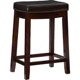 Claridge Counter Stool in Brown Leatherette & Brown Wood