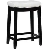 Claridge Counter Stool in White Leatherette & Black Wood