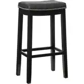 Claridge Bar Stool in Black Leatherette & Black Wood