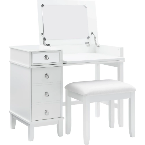 Eva Bedroom Vanity Set in White Wood