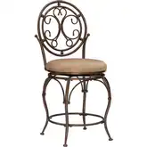 Big & Tall Scroll Circle Back Counter Height Stool in Bronze
