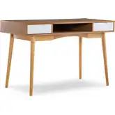 Perry Desk in Natural & White Wood