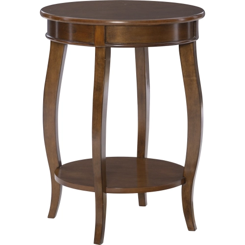 Hazelnut Round Side Table with Shelf