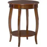 Hazelnut Round Side Table with Shelf