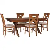 Kraven 5-Piece Dining Set in Distressed Dark Hazelnut - Table & 4 Chairs