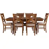 Kraven 7-Piece Dining Set in Distressed Dark Hazelnut - Table & 6 Chairs