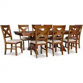 Kraven 9-Piece Dining Set in Distressed Dark Hazelnut - Table & 8 Chairs