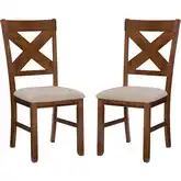 Kraven Dining Chair in Dark Hazelnut Wood & Beige Fabric (Set of 2)