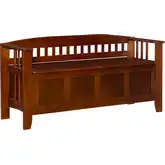 Linon Split Seat Storage Bench in Walnut Wood