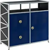 Dune Buggy 2-Drawer 1-Door Cabinet in Blue & Black