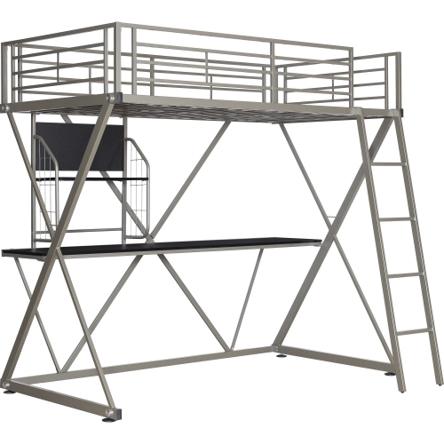 Pewter Z Loft Twin Bed with Study Desk Underneath