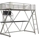 Pewter Z Loft Twin Bed with Study Desk Underneath