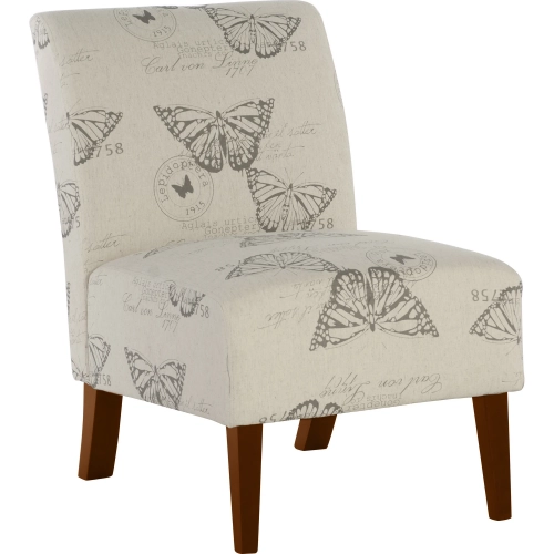 Lily Accent Chair in Butterfly Pattern Fabric