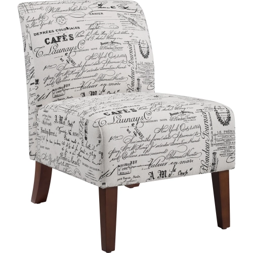 Lily Accent Chair in Script Pattern Fabric