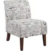 Lily Accent Chair in Script Pattern Fabric