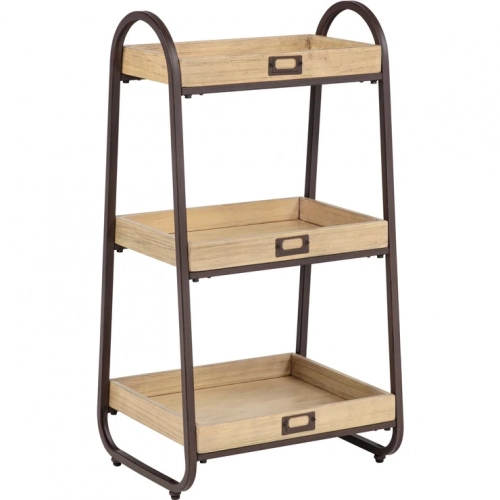 Linon 3 Tier Bath Stand Bookcase in Rustic Brown Wood & Iron