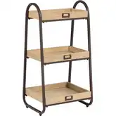 Linon 3 Tier Bath Stand Bookcase in Rustic Brown Wood & Iron