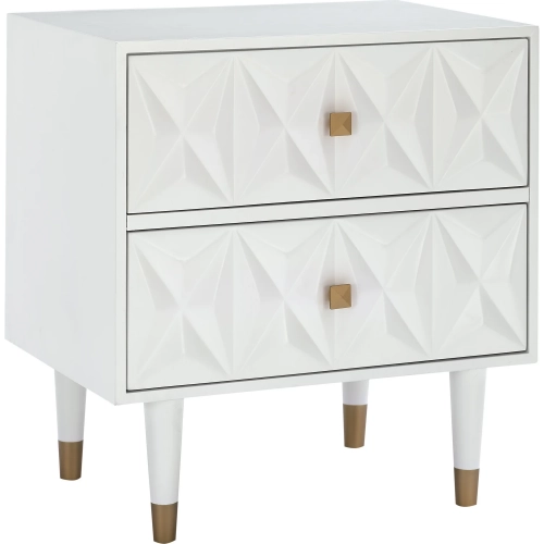 Geo Texture 2-Drawer Nightstand in White