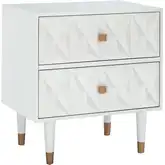Geo Texture 2-Drawer Nightstand in White