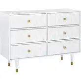 Geo Texture 6-Drawer Dresser in White