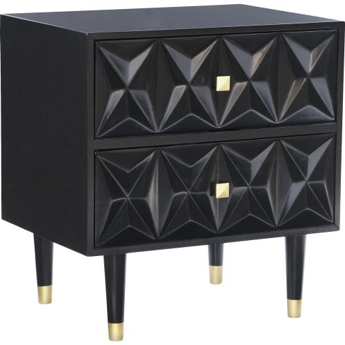 Geo Texture 2-Drawer Nightstand in Black