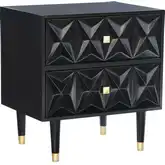 Geo Texture 2-Drawer Nightstand in Black