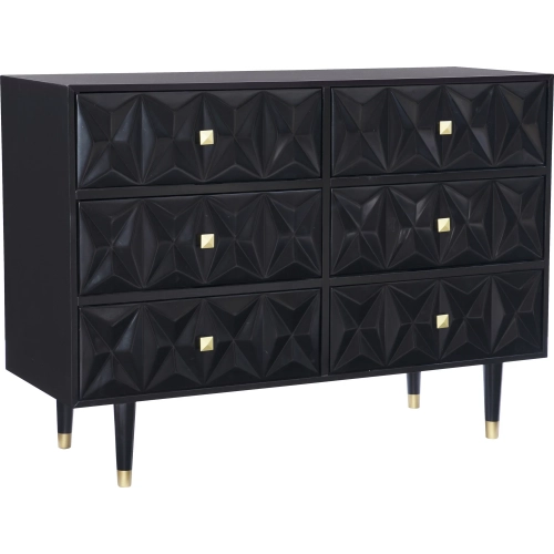 Geo Texture 6-Drawer Dresser in Black