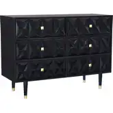 Geo Texture 6-Drawer Dresser in Black