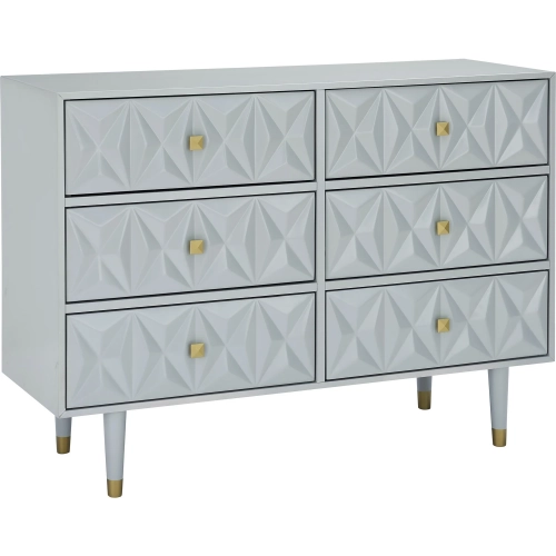 Geo Texture 6-Drawer Dresser in Gray