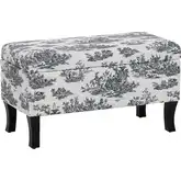 Stephanie Bench in Black & White Toile Fabric