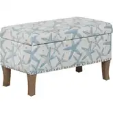 Stephanie Bench in Blue Starfish Pattern Fabric