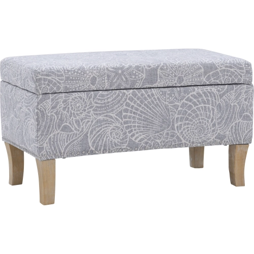 Stephanie Storage Ottoman in Stone Seashell Print