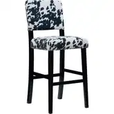 Corey Bar Stool in Black Cow Print Fabric & Black Wood