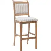 Emmy 30" Bar Stool in Gray Stripe Fabric & Washed Wood