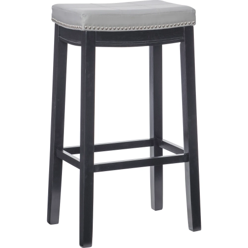 Claridge Bar Stool in Gray Leatherette & Black Wood