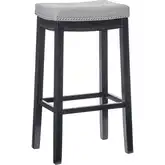 Claridge Bar Stool in Gray Leatherette & Black Wood
