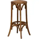 Rae Backless Bar Stool in Walnut Wood & Rattan
