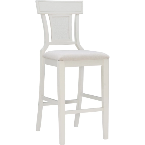 Rylan 30" Bar Stool in Whitewash Wood & Beige Fabric